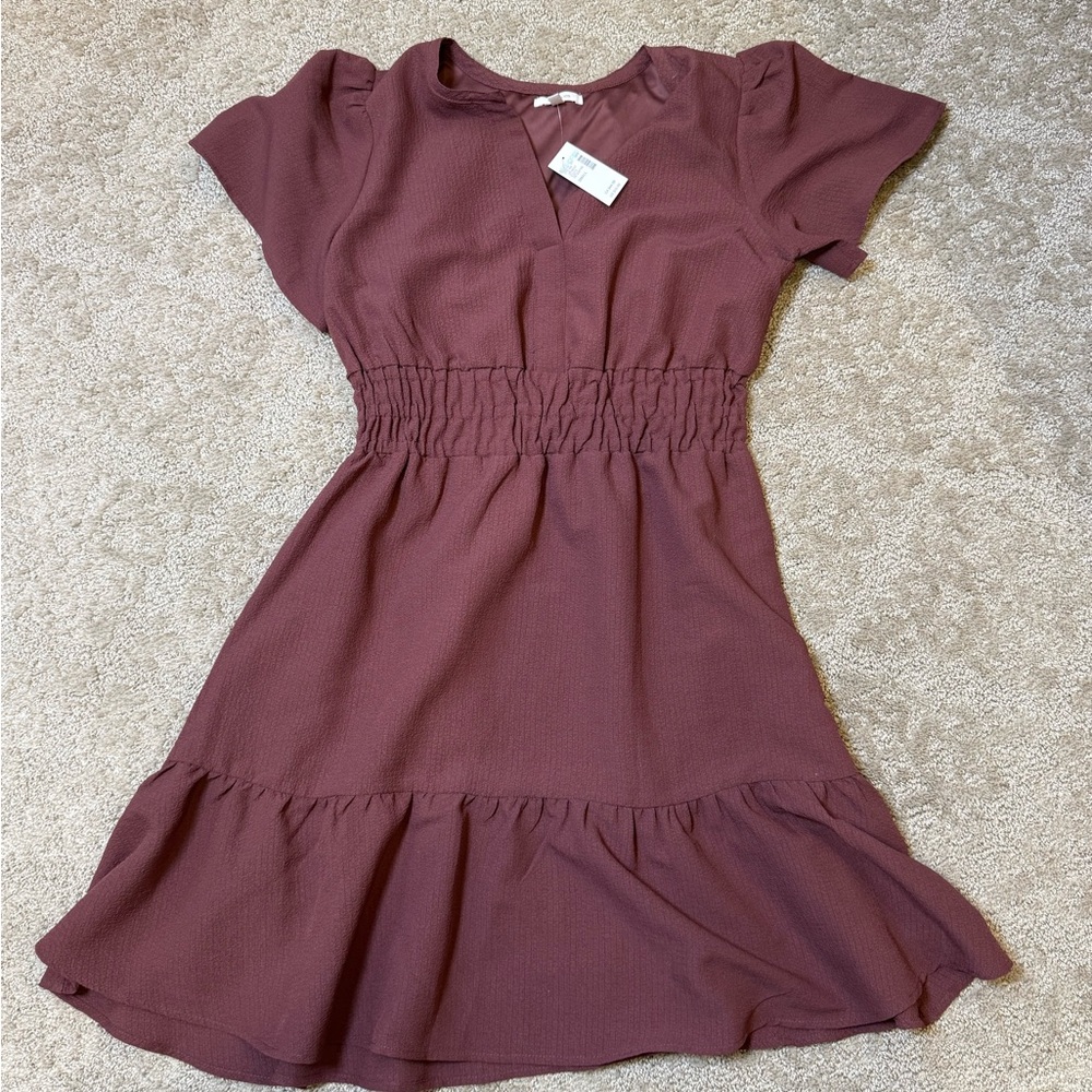 NWT Maurices Dusty Mauve Textured V-Neck Dress